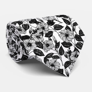Hibiscus pattern tie