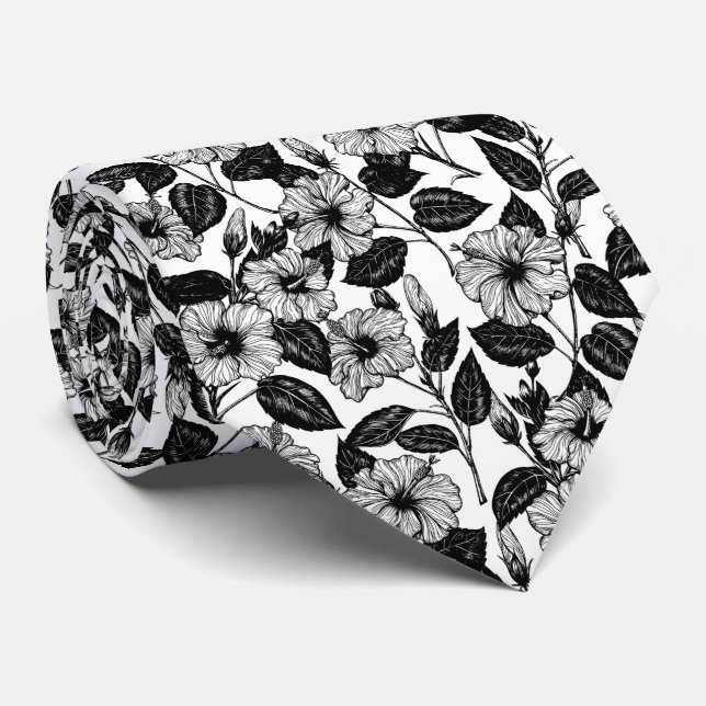 Hibiscus pattern tie (Rolled)