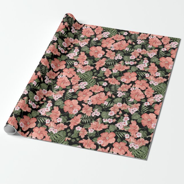 Hibiscus Pattern Wrapping Paper (Unrolled)