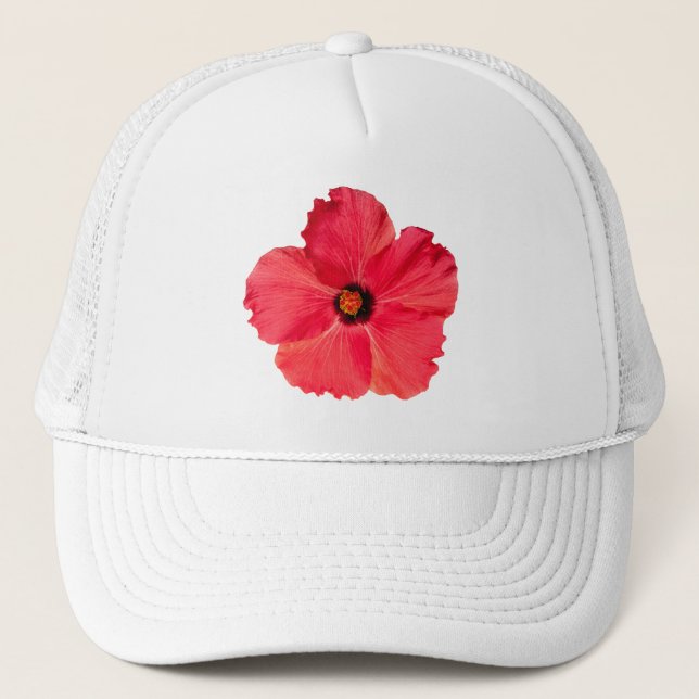 Hibiscus - Personalised Tropical Hot Pink Flower Trucker Hat (Front)