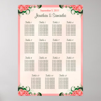 Hibiscus Pink 15 Wedding Tables Seating Charts