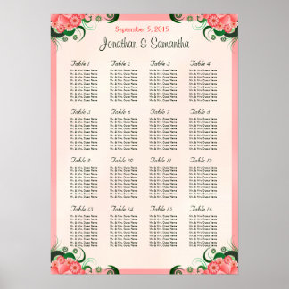 Hibiscus Pink 16 Wedding Tables Seating Charts