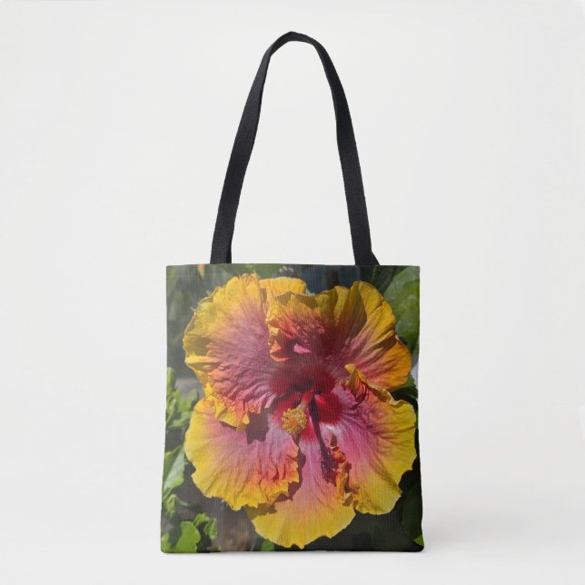 Hibiscus Pink and Orange Tote Bag (Front)