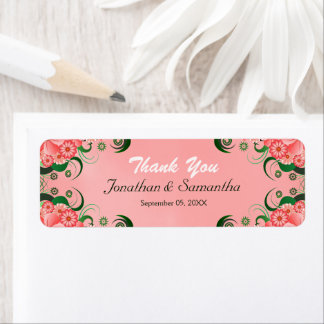 Hibiscus Pink Floral Wedding Favour Favour Labels