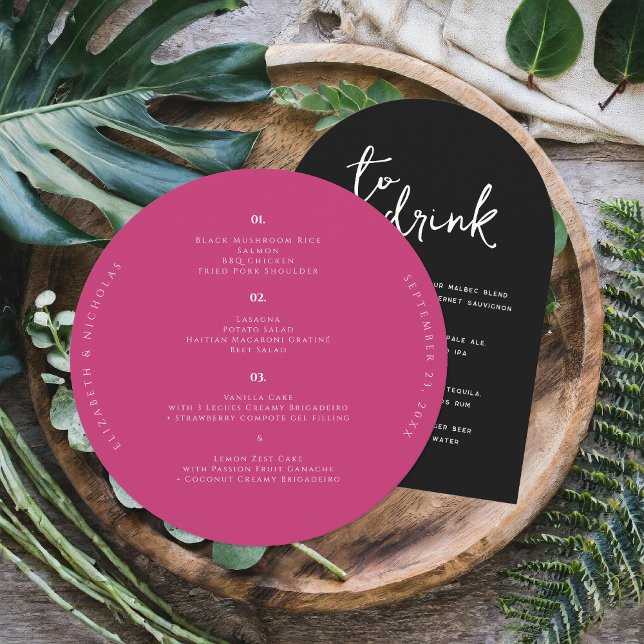 Hibiscus Pink | Modern Round Wedding Menu (Creator Uploaded)