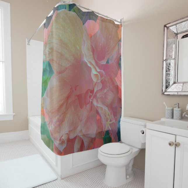Hibiscus Pique Fabric Shower Curtain (In Situ)