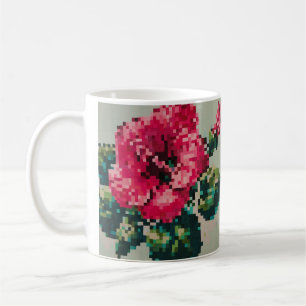 Hibiscus Pixel Art Floral Pastel et coloré  Coffee Mug