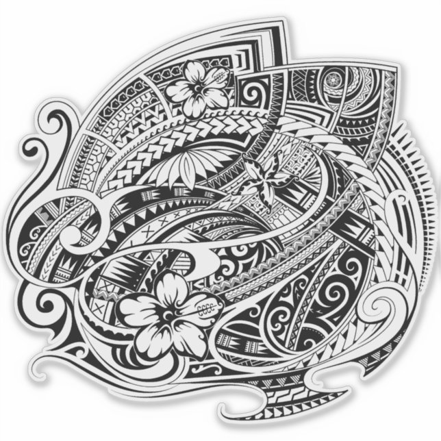 HIBISCUS POLYNESIAN TRIBAL Blk (Front)