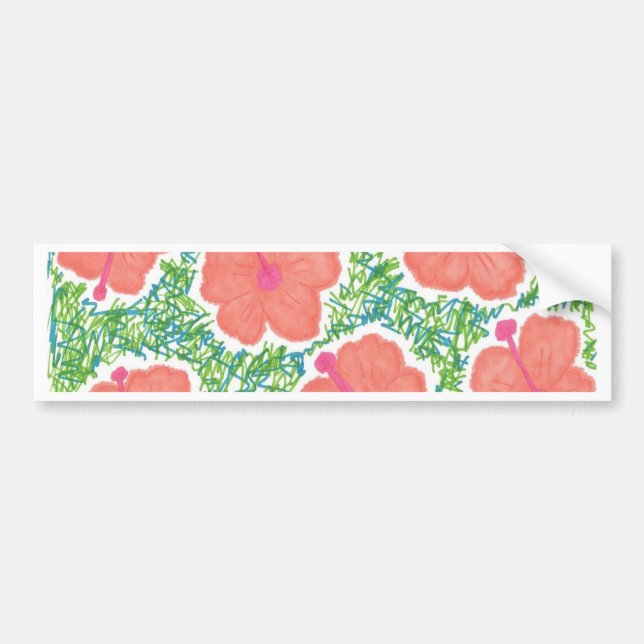 Hibiscus Pop Art Pattern Bumper Sticker (Front)
