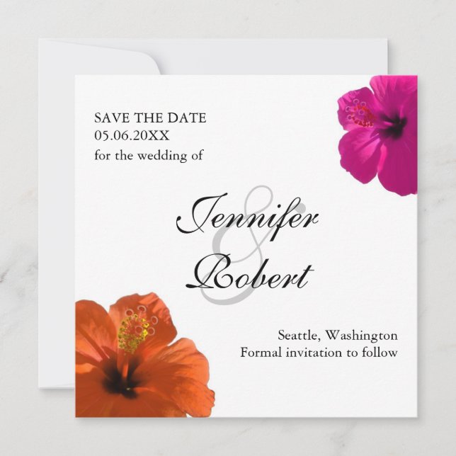 Hibiscus Save the Date Invitation (Front)