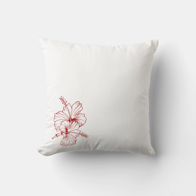 Hibiscus Square Pillow | Elegant Floral Throw Pill (Front)