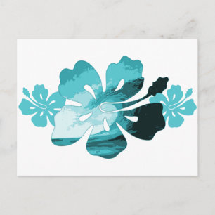 Hibiscus surf style postcard