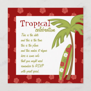 Hibiscus Surfboard Invitation