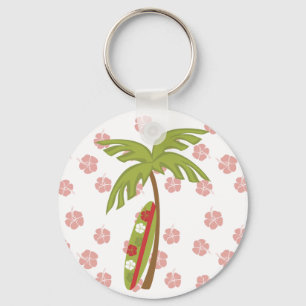 Hibiscus Surfboard Key Ring