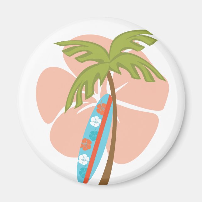 Hibiscus Surfboard Magnet (Front)