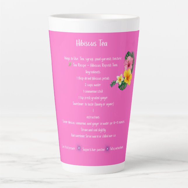 Hibiscus Tea Recipe Mug – Floral Kitchen Decor  (Front)