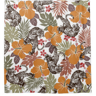 Hibiscus Tiger, Exotic Pattern. Shower Curtain