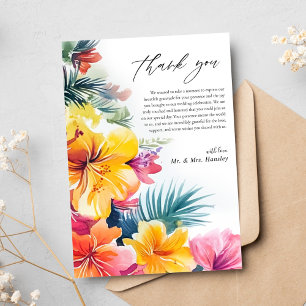 Hibiscus Tropical Beach Destination Wedding Thank You Card