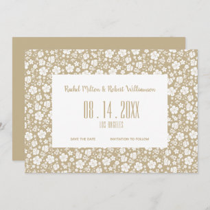 Hibiscus Tropical Beige Wedding Save The Date