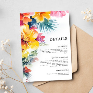 Hibiscus Tropical Destination Wedding Details Enclosure Card