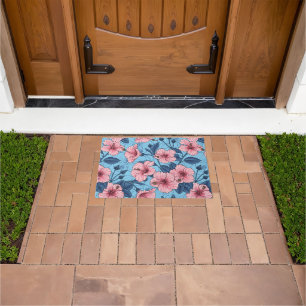 Hibiscus Tropical Floral Pattern Doormat