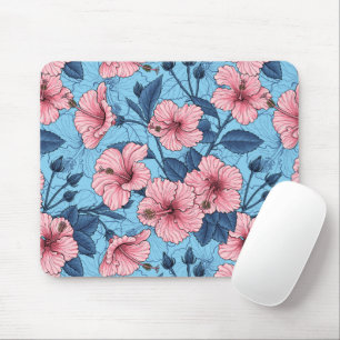 Hibiscus Tropical Floral Pattern Mouse Pad