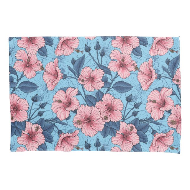 Hibiscus Tropical Floral Pattern Pillowcase (Front-Left)