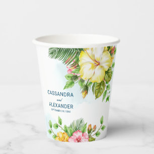 Hibiscus Tropical Floral Wedding Paper Cups
