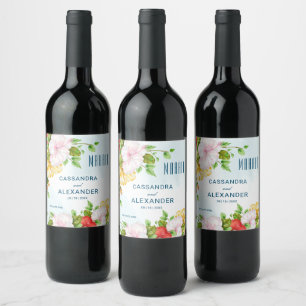 Hibiscus Tropical Floral Wine Label