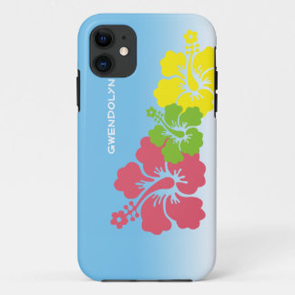 Hibiscus tropical flowers blossom trio Hawaiian iPhone 11 Case