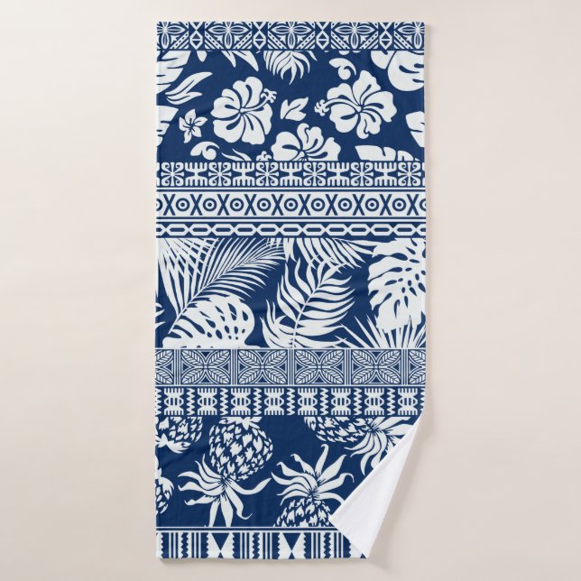 Hibiscus tropical leaves hawaiian ornament wallpap bath towel (Bath Towel)