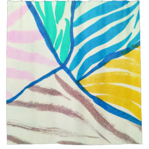 Hibiscus tropical leaves hawaiian ornament wallpap shower curtain