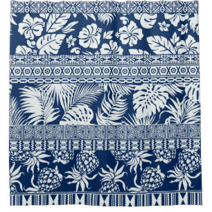 Hibiscus tropical leaves hawaiian ornament wallpap shower curtain