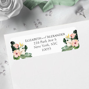 Hibiscus Tropical Wedding Return Address Label