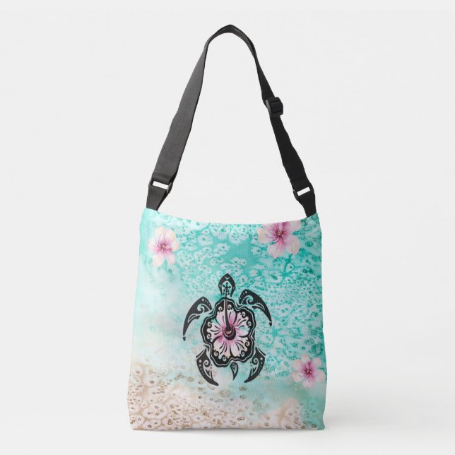Hibiscus Turtle Crossbody Bag (Front)