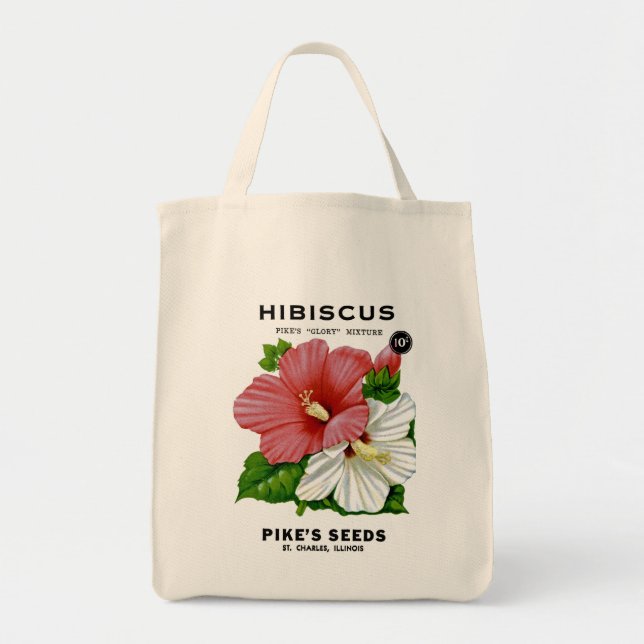 Hibiscus Vintage Seed Packet Tote Bag (Front)