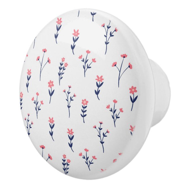 Hibiscus Watercolor Botanical Blooming Seamless Ceramic Knob (Right)