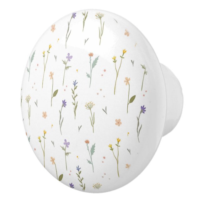 Hibiscus Watercolor Botanical Blooming Seamless Ceramic Knob (Right)