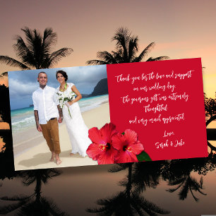 Hibiscus Wedding Photo Budget Thank You Cards
