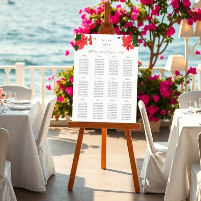 Hibiscus Wedding Poster seating charts (Hibiscus wedding chart)