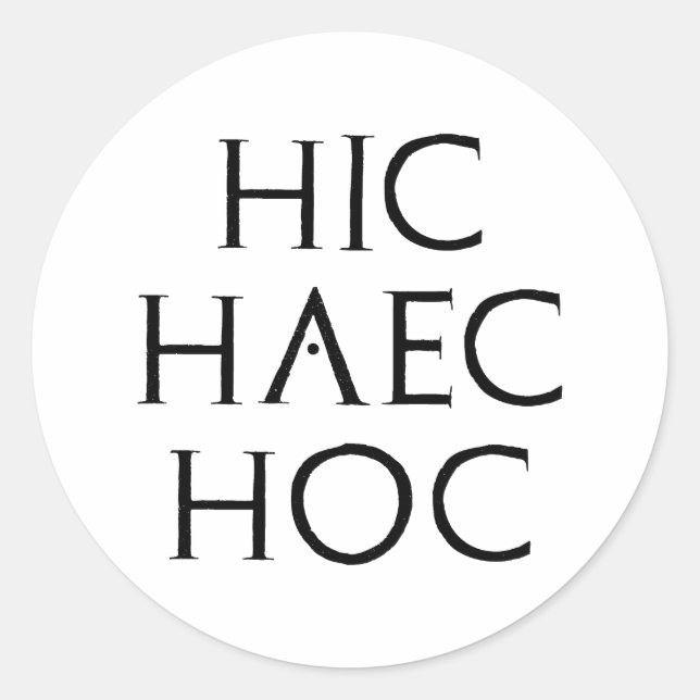 hic haec hoc Latein latin Classic Round Sticker (Front)