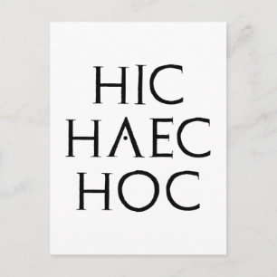 hic haec hoc Latein latin Postcard