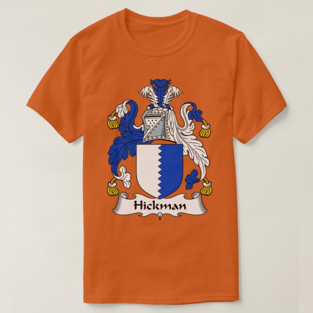 Hickman Coat of Arms Family Crest  T-Shirt (Design Front)