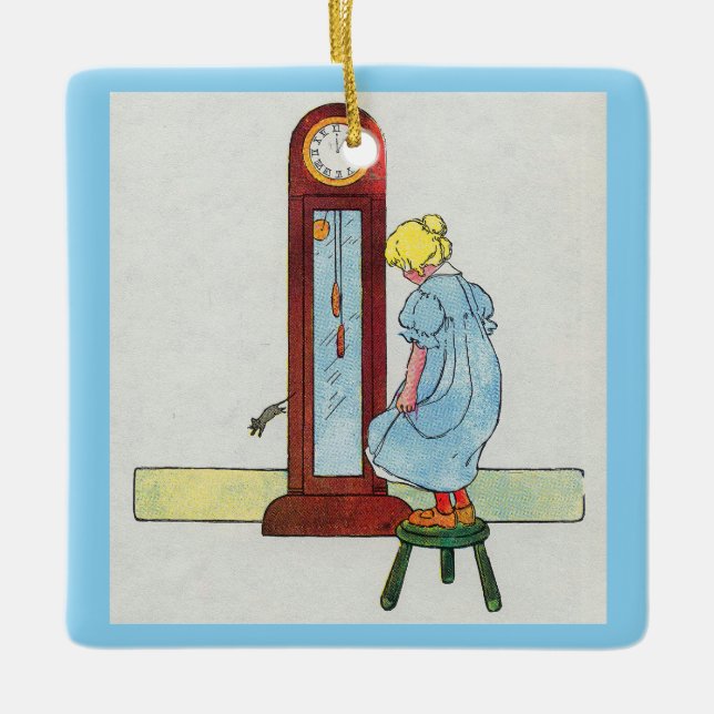 Hickory, Dickory, Dock Mother Goose Nursery Rhyme Ceramic Ornament (Front)