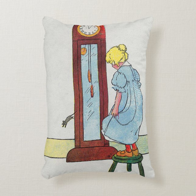 Hickory, Dickory, Dock Mother Goose Nursery Rhyme Decorative Cushion (Front(Vertical))