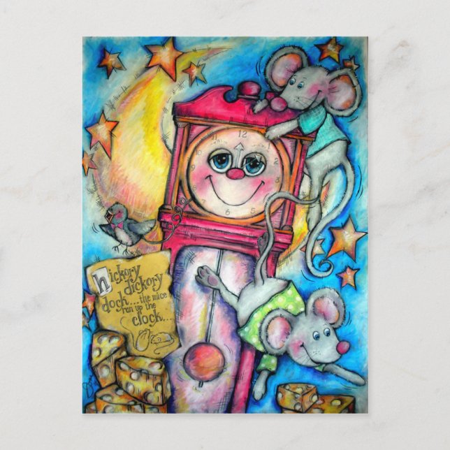 Hickory Dickory Dock Nursery Rhyme Time Postcard (Front)