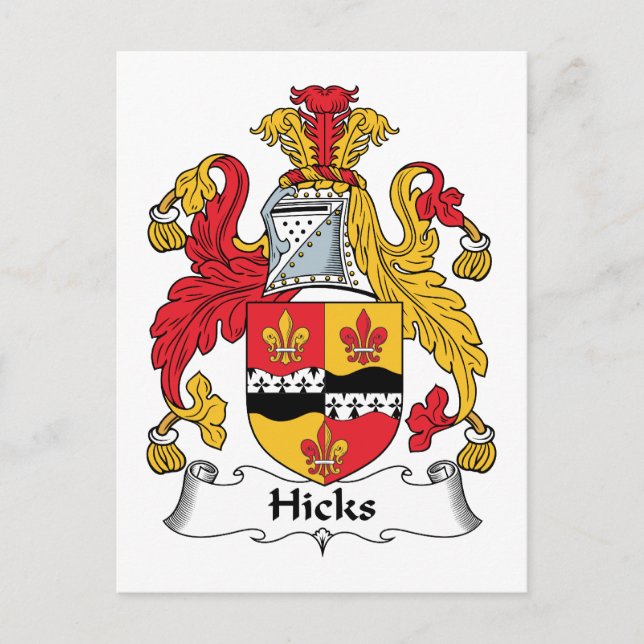 Hicks Family Crest Postcard (Front)