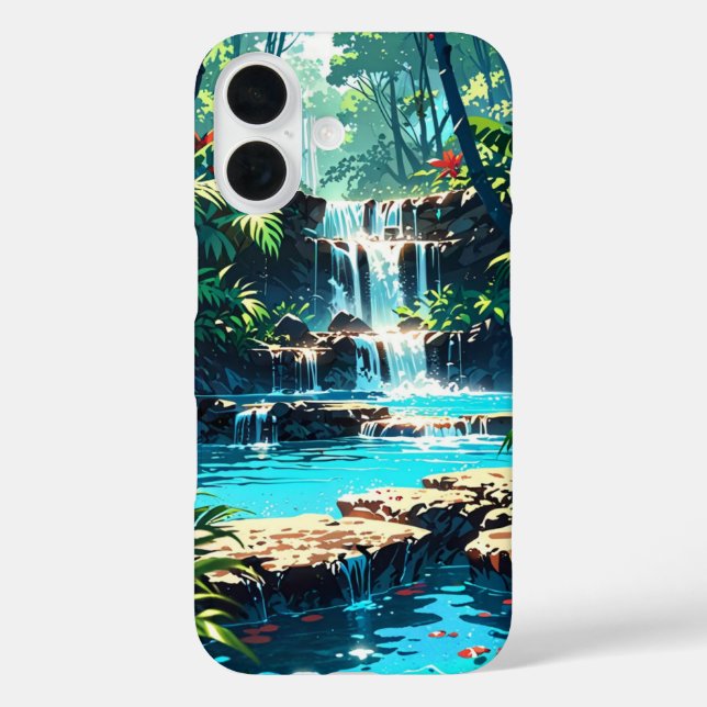 Hidden Anime Summer Jungle Waterfall Case-Mate iPhone Case (Back)
