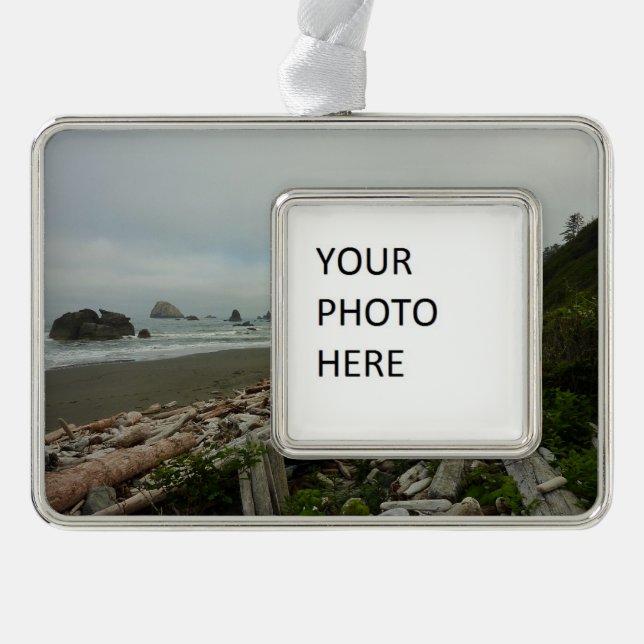 Hidden Beach I at Redwood National Park Silver Plated Framed Ornament (Front)
