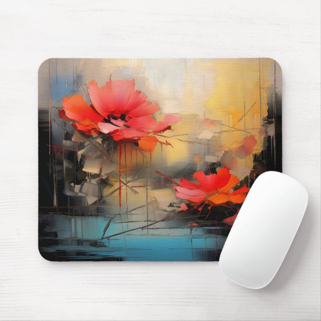 Hidden Beauty – Abstract Floral Modern Art Mouse Pad (With Mouse)